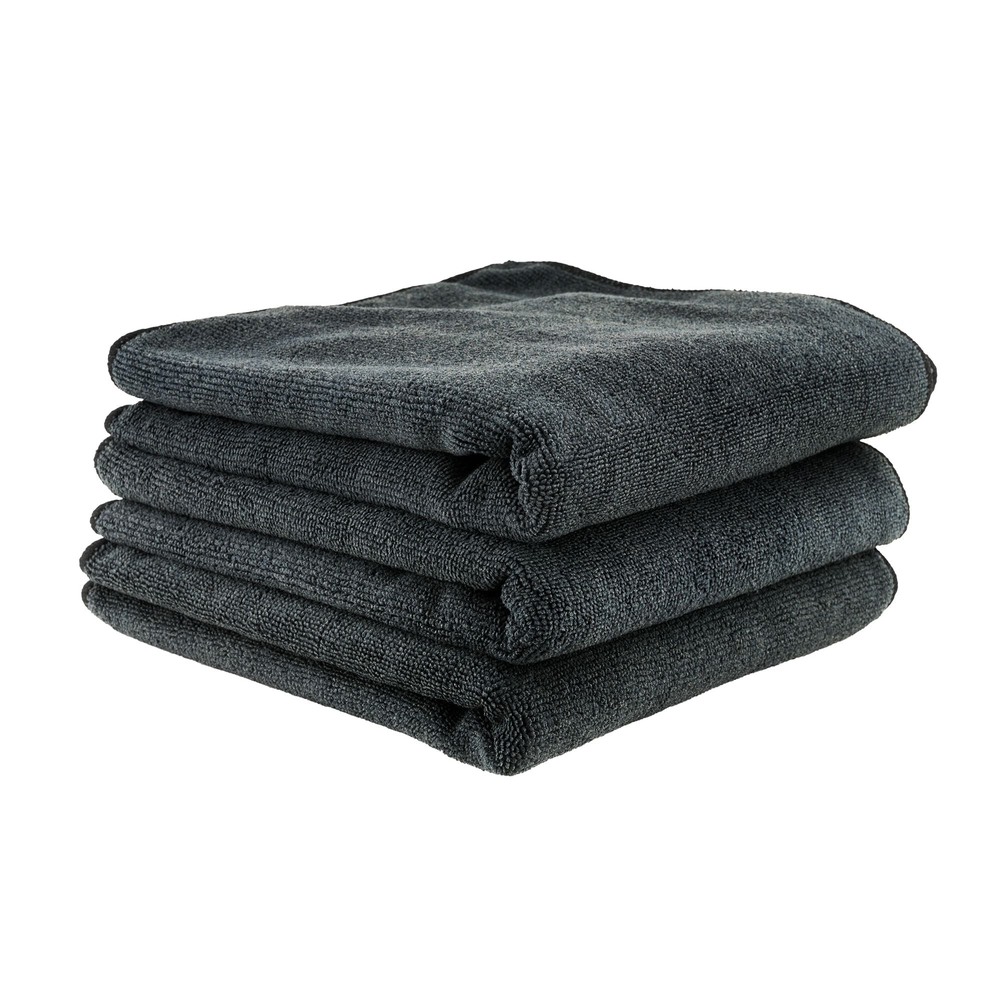 Chemical Guys Workhorse Professional Grade Microfiber Towel 3-Pack — Black / 16" x 16"
